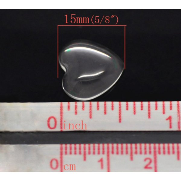Cabochon Heart 14 x 15 mm in clear burr glass N&deg;22