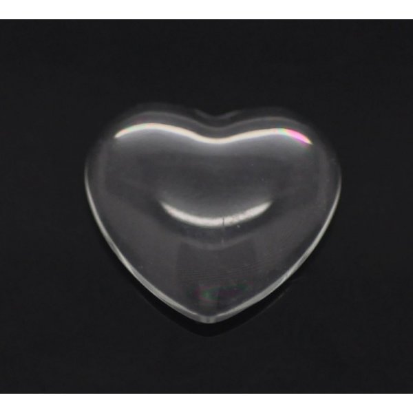 Cabochon Heart 14 x 15 mm in clear burr glass N&deg;22