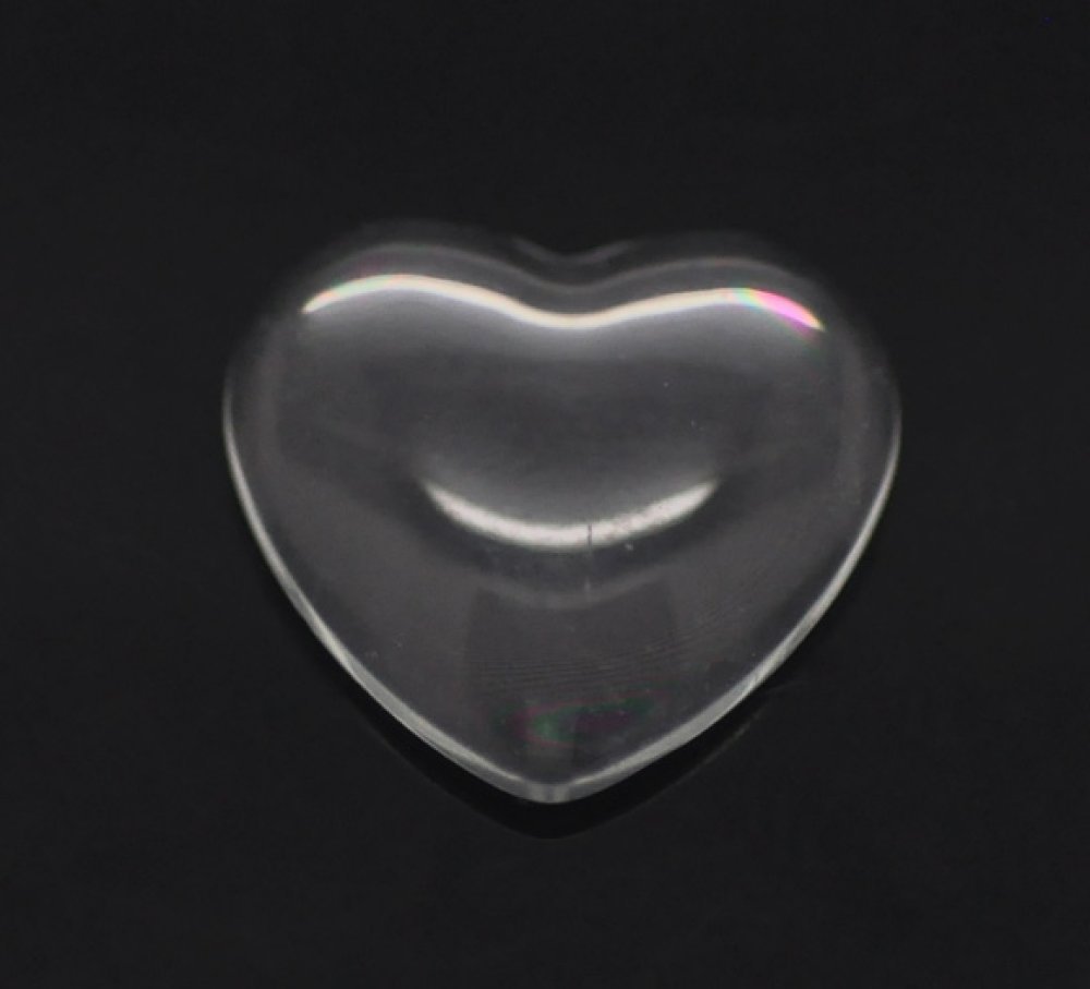 Cabochon Heart 14 x 15 mm in clear burr glass N°22