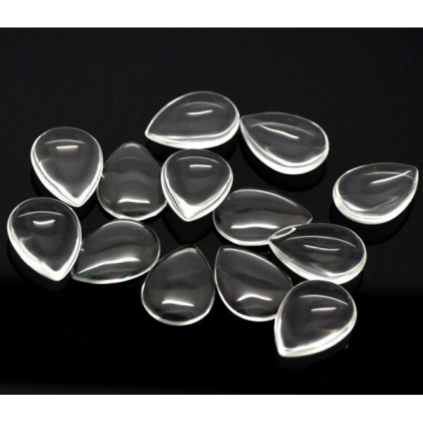 Cabochon Drop 18 x 25 mm in clear burr glass N&deg;25