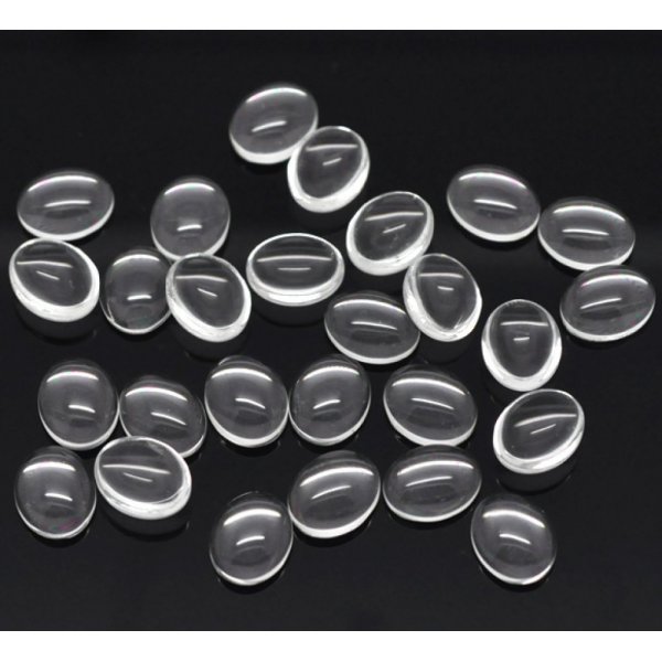 Oval Cabochon 08 x 10 mm in clear burr glass N&deg;15 per 2 pieces