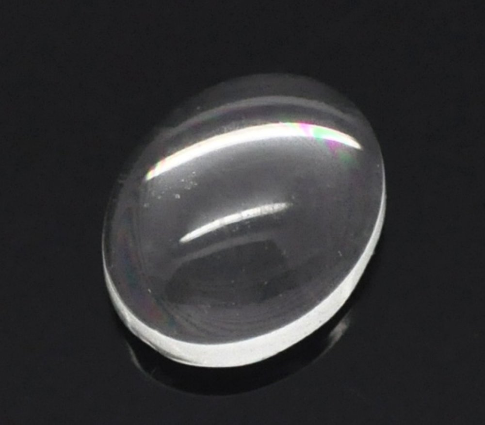 Oval Cabochon 08 x 10 mm in clear burr glass N°15 per 2 pieces