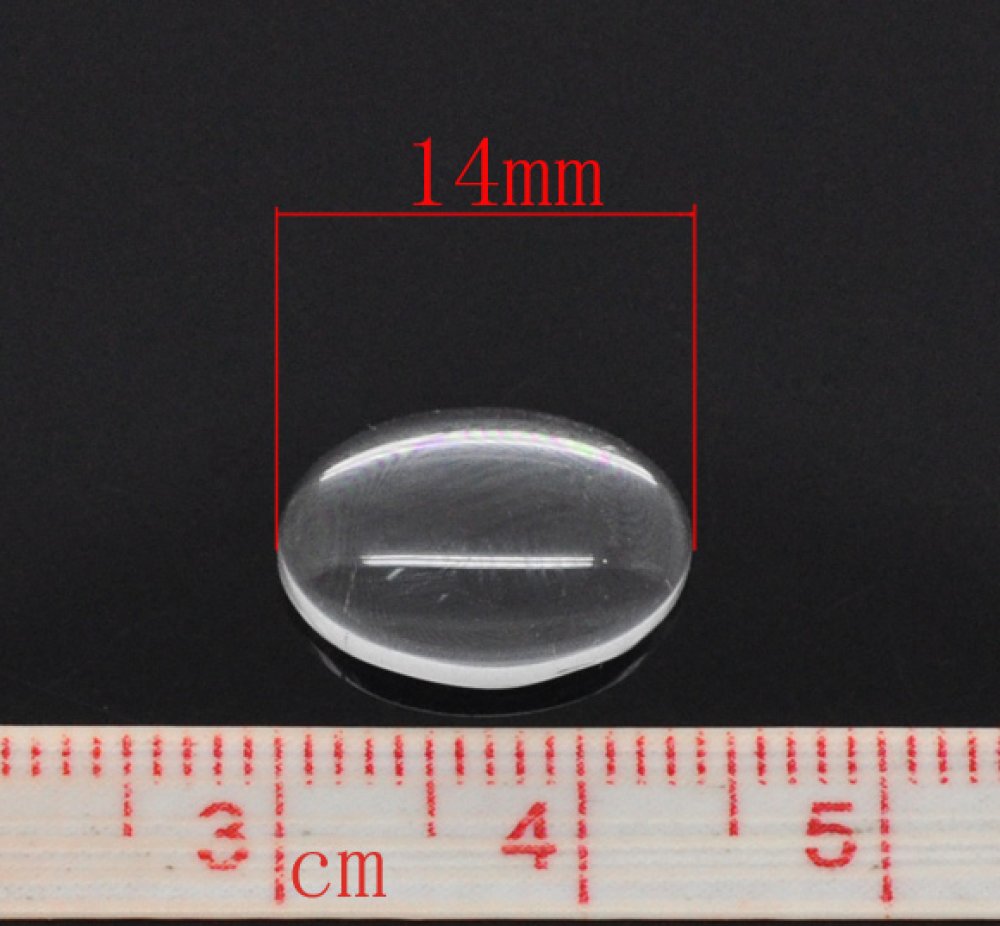 Oval Cabochon 10 x 14 mm x 2 pieces of clear burr glass N°16