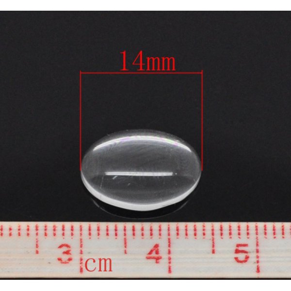 Oval Cabochon 10 x 14 mm x 2 pieces of clear burr glass N&deg;16