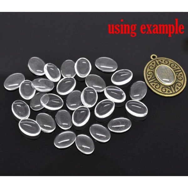 Oval Cabochon 10 x 14 mm x 2 pieces of clear burr glass N&deg;16