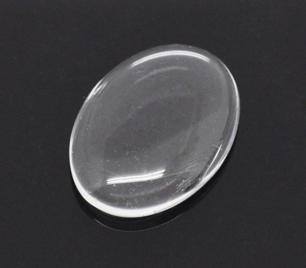 Oval Cabochon 13 x 18 mm x 2 pieces of clear burr glass N°17