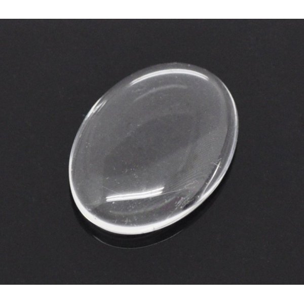 Oval Cabochon 13 x 18 mm x 2 pieces of clear burr glass N&deg;17