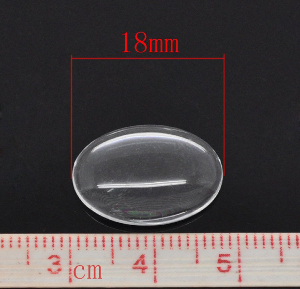 Oval Cabochon 13 x 18 mm x 2 pieces of clear burr glass N°17