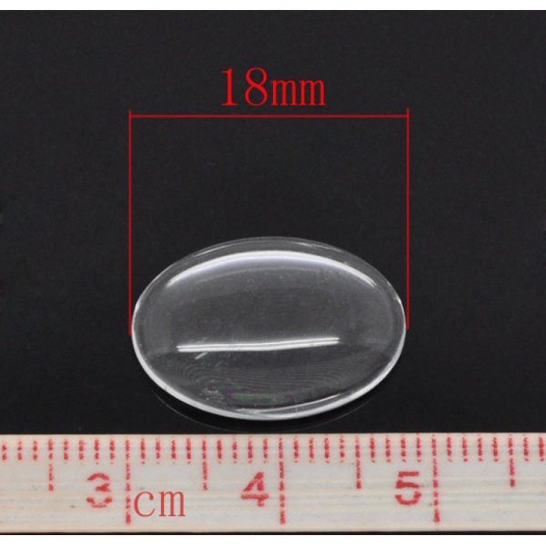 Oval Cabochon 13 x 18 mm x 2 pieces of clear burr glass N&deg;17