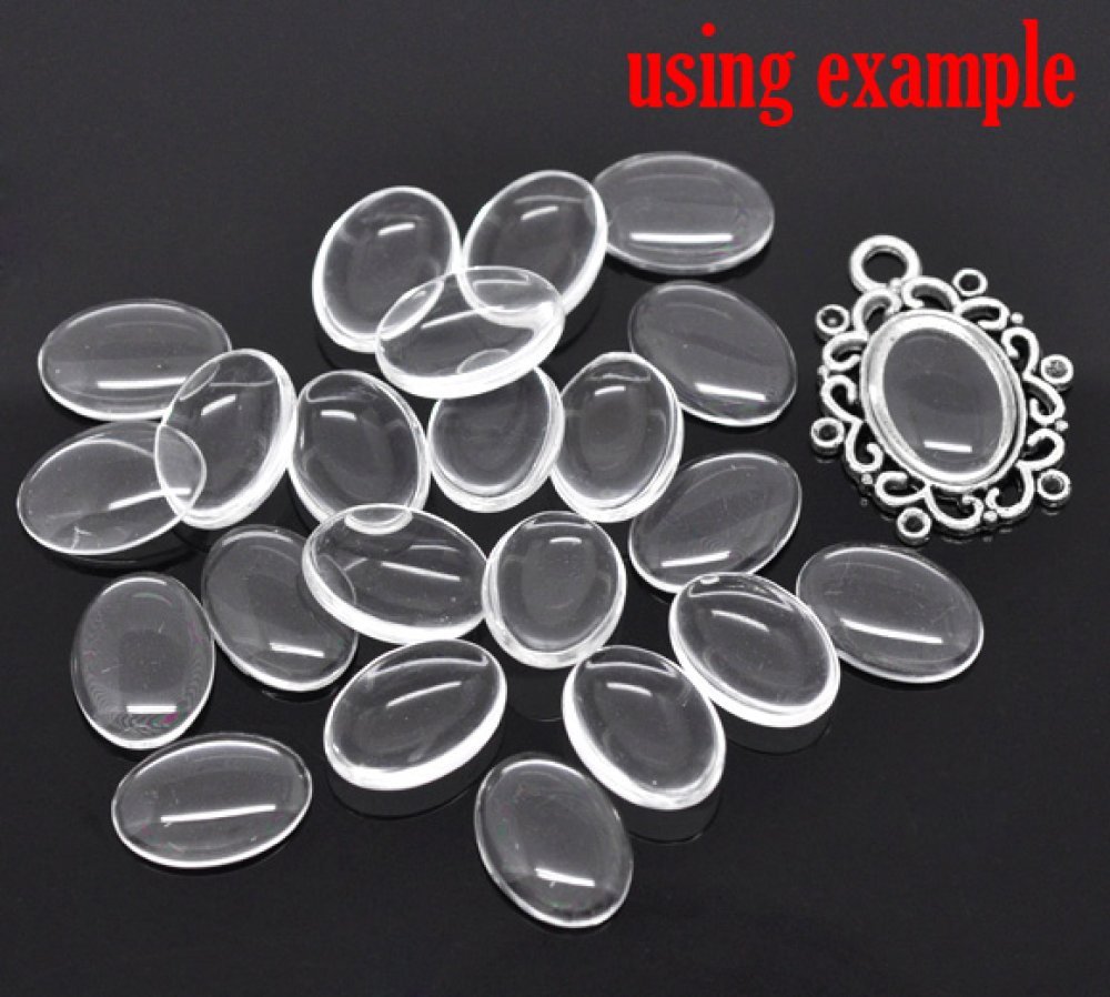 Oval Cabochon 13 x 18 mm x 2 pieces of clear burr glass N°17