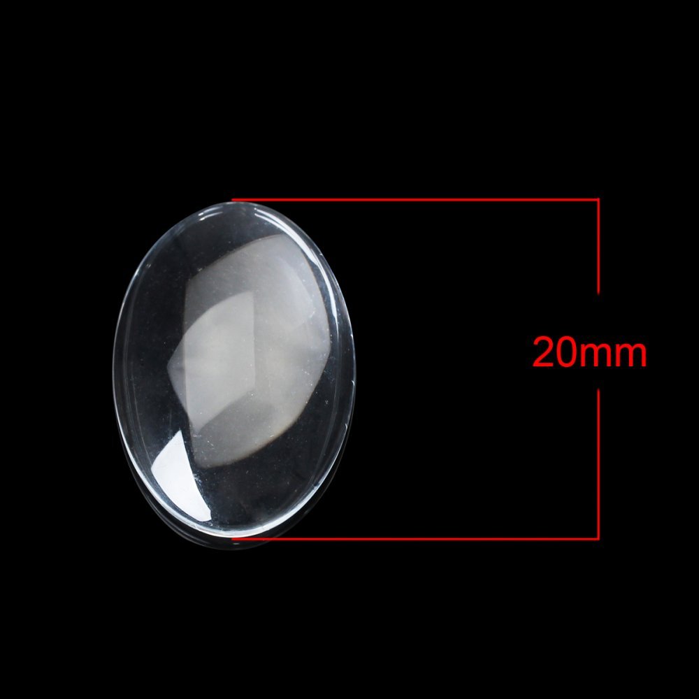 Cabochon Oval 15 x 20 mm in clear burr glass N°18 per 2 pieces