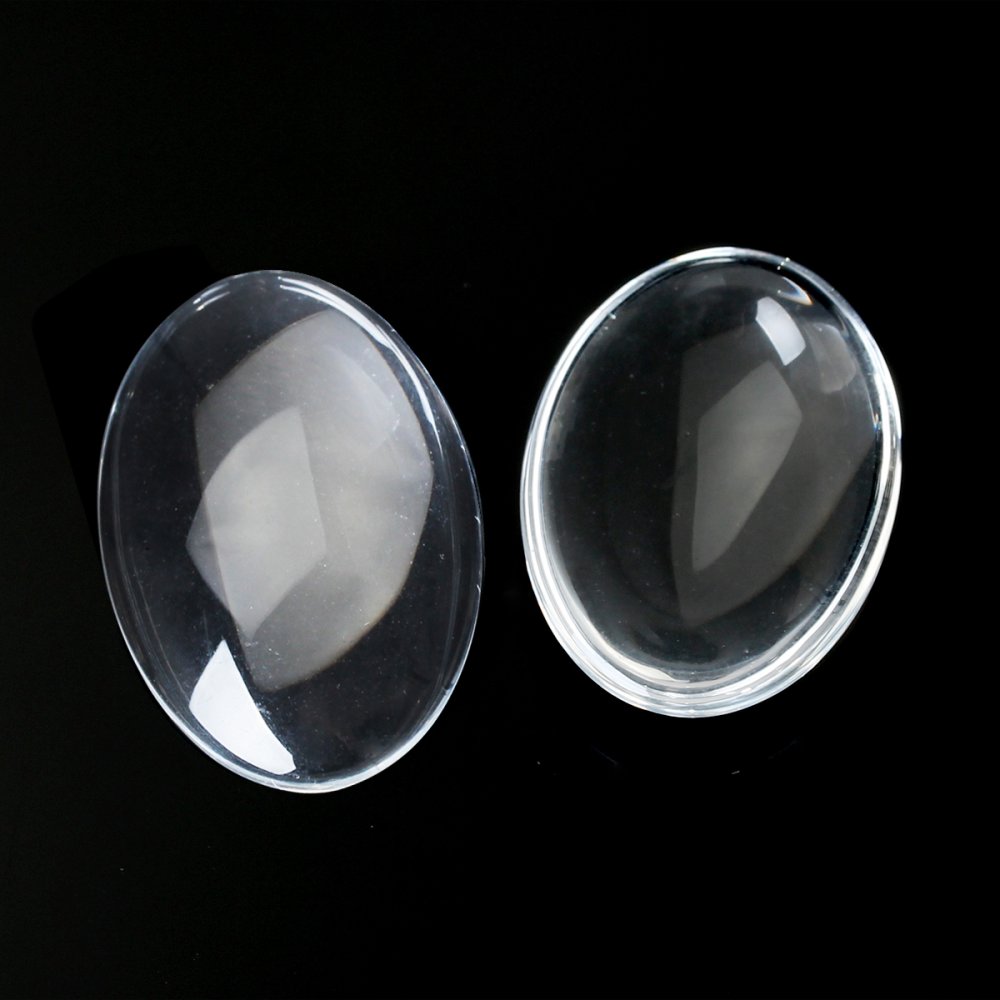 Cabochon Oval 15 x 20 mm in clear burr glass N°18 per 2 pieces