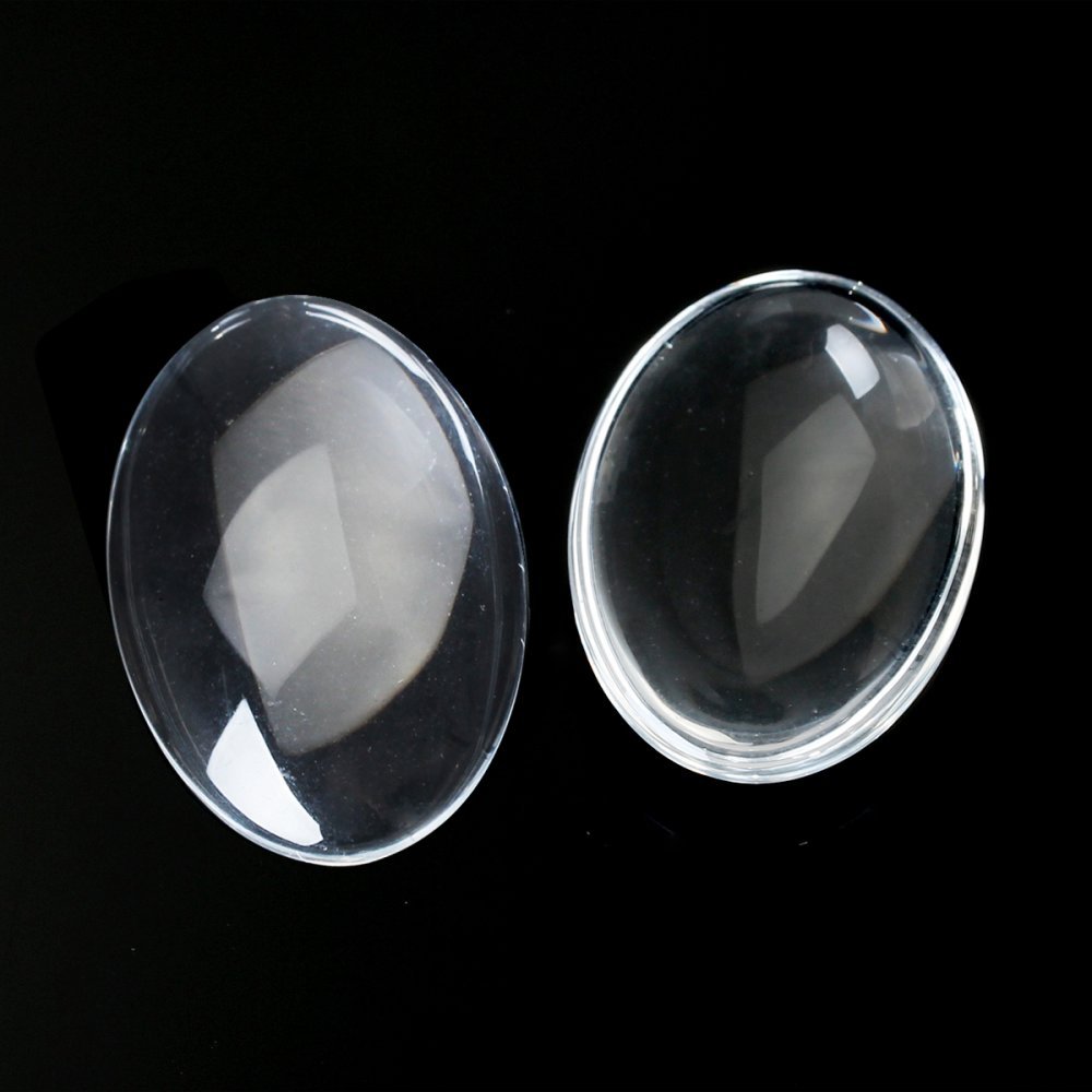 Cabochon Oval 15 x 20 mm in clear burr glass N°18 per 2 pieces