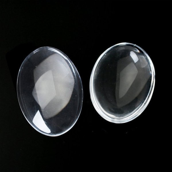 Cabochon Oval 15 x 20 mm in clear burr glass N&deg;18 per 2 pieces