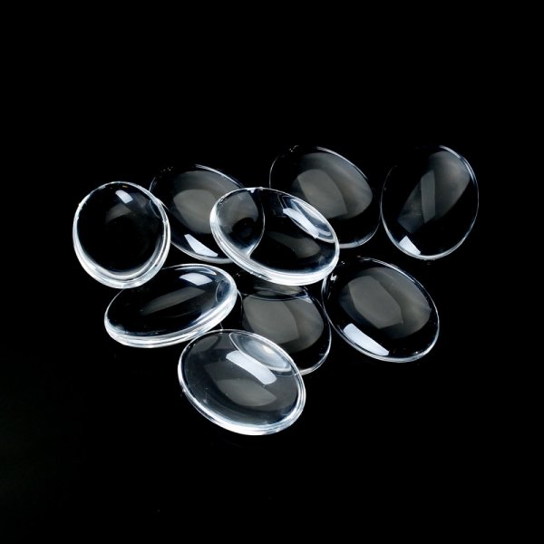 Cabochon Oval 15 x 20 mm in clear burr glass N&deg;18 per 2 pieces