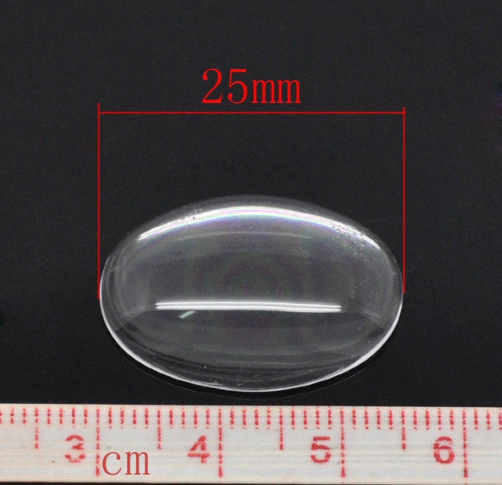 Oval cabochon 18 x 25 mm in clear burr glass N°19