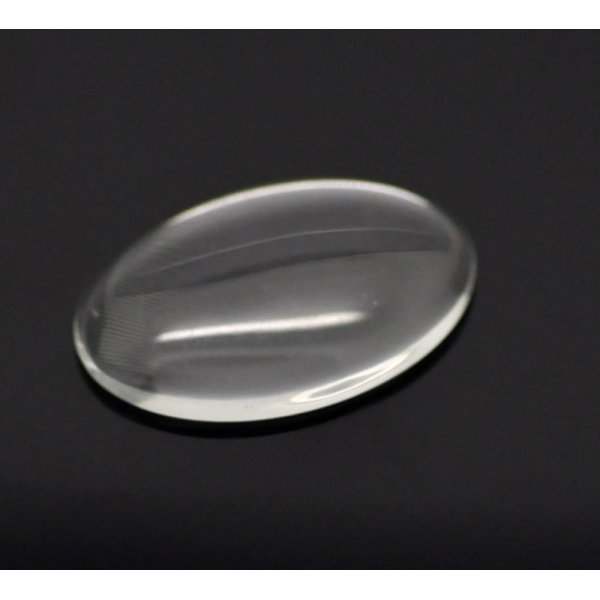 Oval cabochon 25 x 35 mm in clear burr glass N&deg;20