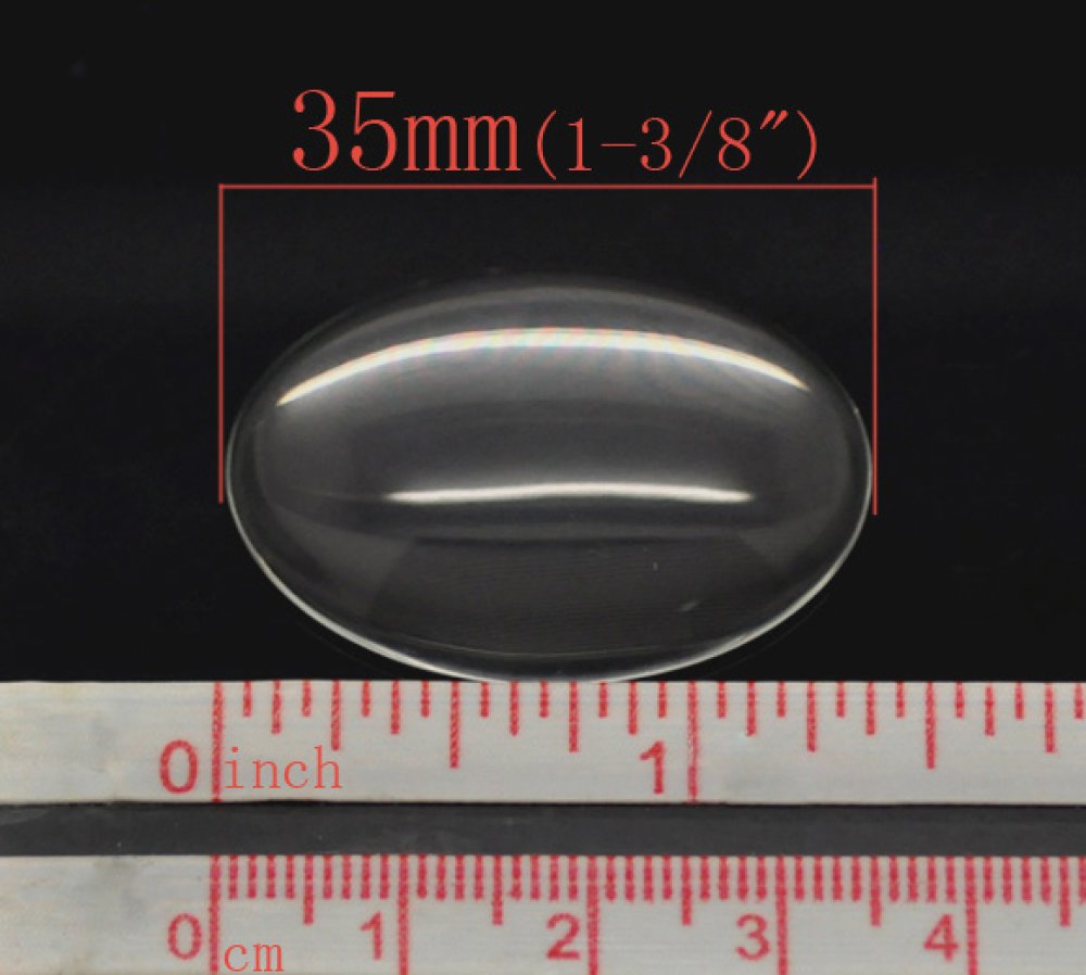 Oval cabochon 25 x 35 mm in clear burr glass N°20