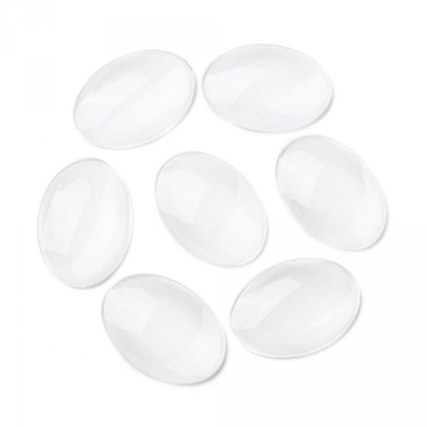 Oval cabochon 25 x 35 mm in clear burr glass N&deg;20