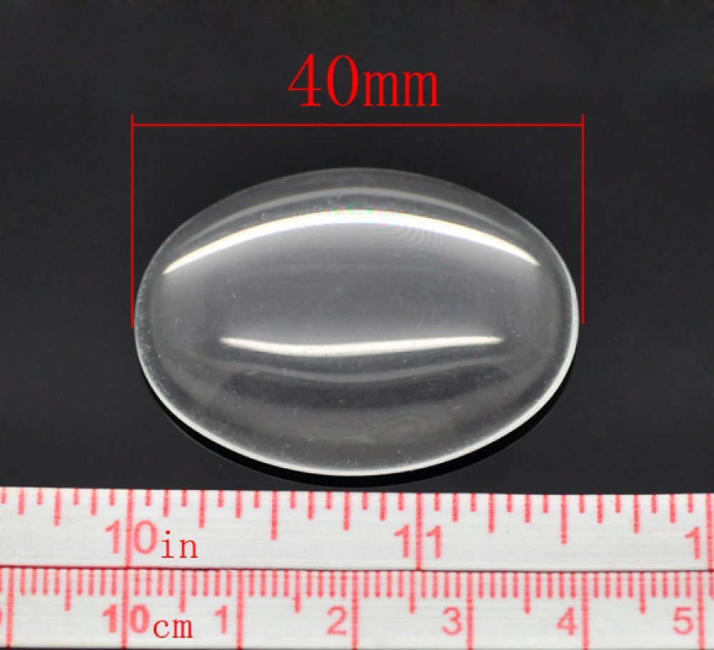 Oval Cabochon 30 x 40 mm in transparent burr glass N°21