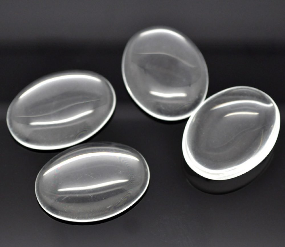 Oval Cabochon 30 x 40 mm in transparent burr glass N°21