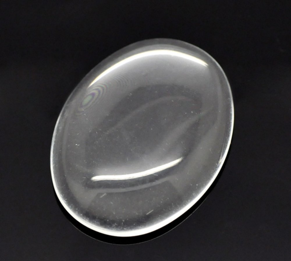 Oval Cabochon 30 x 40 mm in transparent burr glass N°21