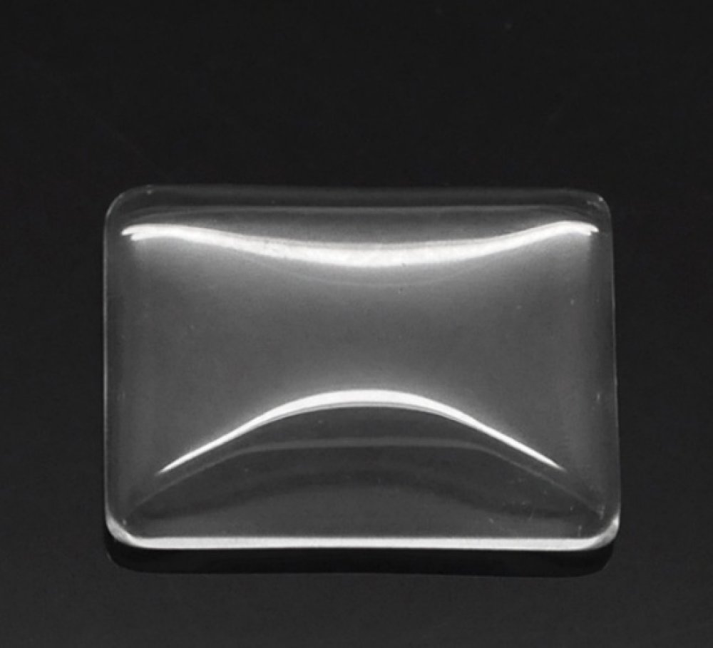 Cabochon Rectangle 18 x 25 mm in clear burr glass N°29