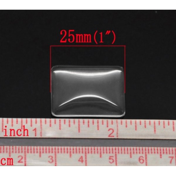 Cabochon Rectangle 18 x 25 mm in clear burr glass N&deg;29