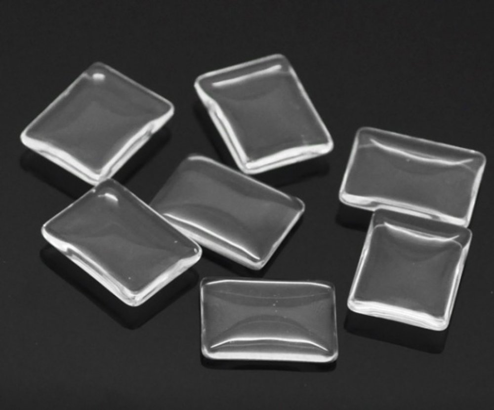 Cabochon Rectangle 18 x 25 mm in clear burr glass N°29