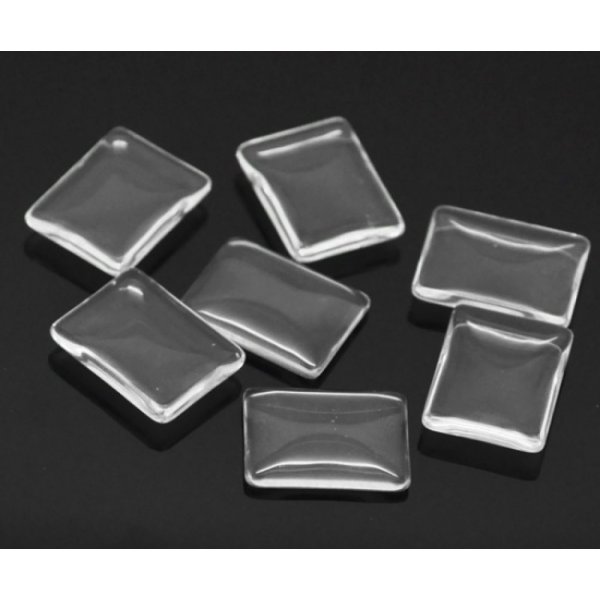 Cabochon Rectangle 18 x 25 mm in clear burr glass N&deg;29