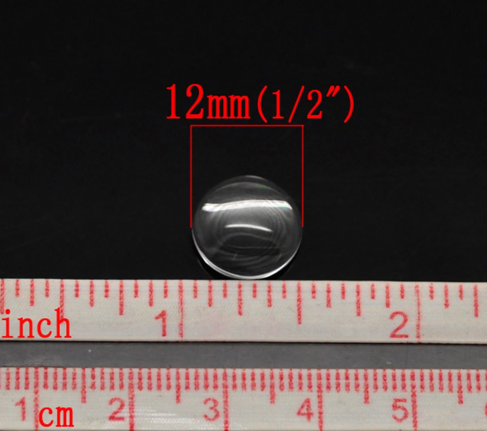 Cabochon Round 12 mm in transparent burr glass N°03