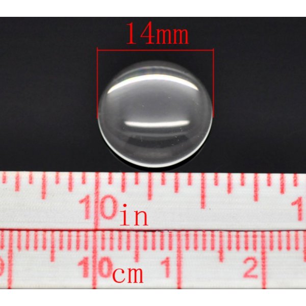 Cabochon Round 14 mm in transparent burr glass N&deg;04
