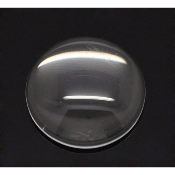Cabochon Round 14 mm in transparent burr glass N&deg;04