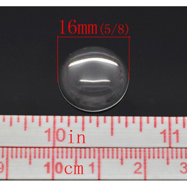 Cabochon Round 16 mm in transparent burr glass N&deg;06