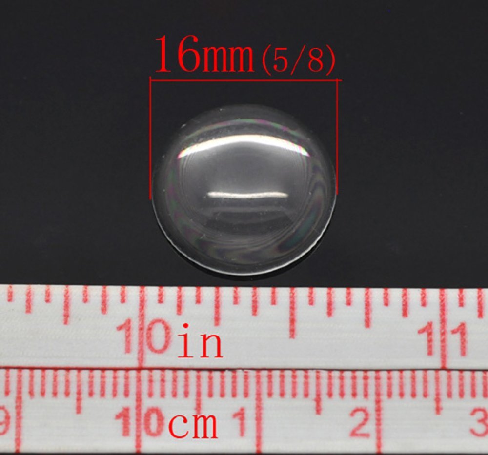 Cabochon Round 16 mm in transparent burr glass N°06