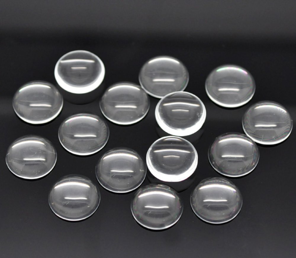 Cabochon Round 16 mm in transparent burr glass N°06