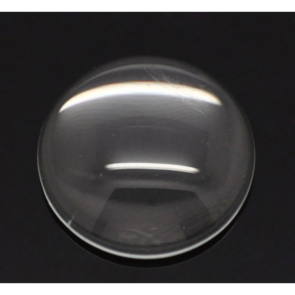 Cabochon Round 18 mm in transparent burr glass N&deg;07
