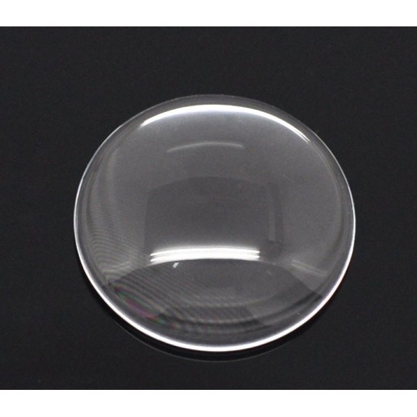 Cabochon Round 20 mm in transparent burr glass N&deg;08