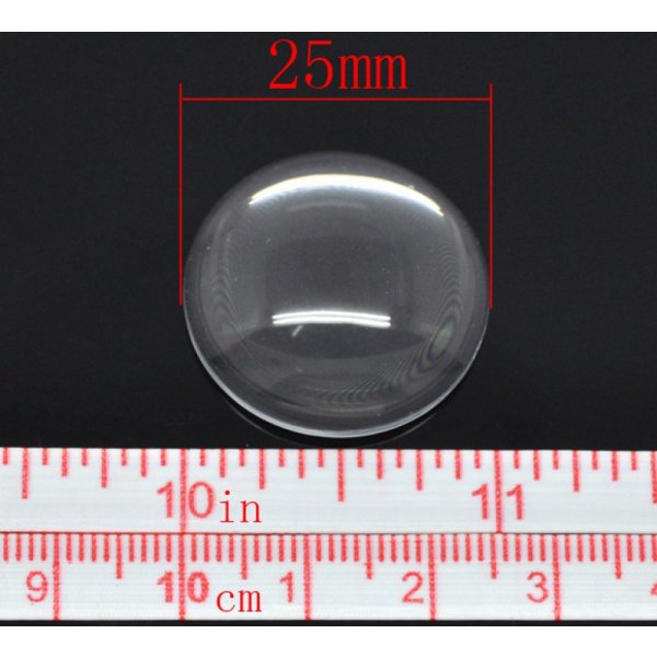 Cabochon Round 25 mm in clear burr glass N&deg;11 standard