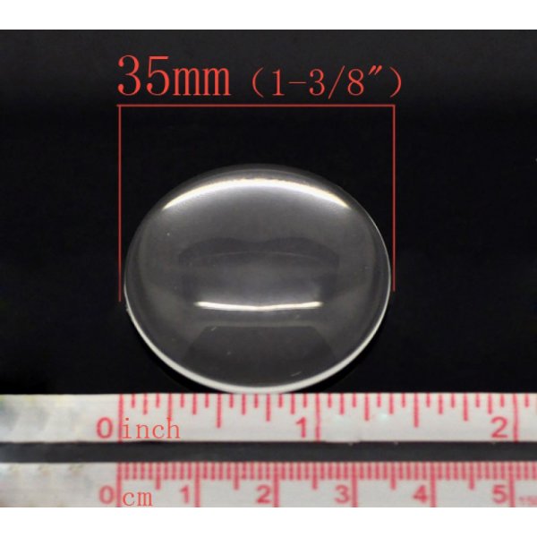 Cabochon Round 35 mm glass Loupe transparent N&deg;14