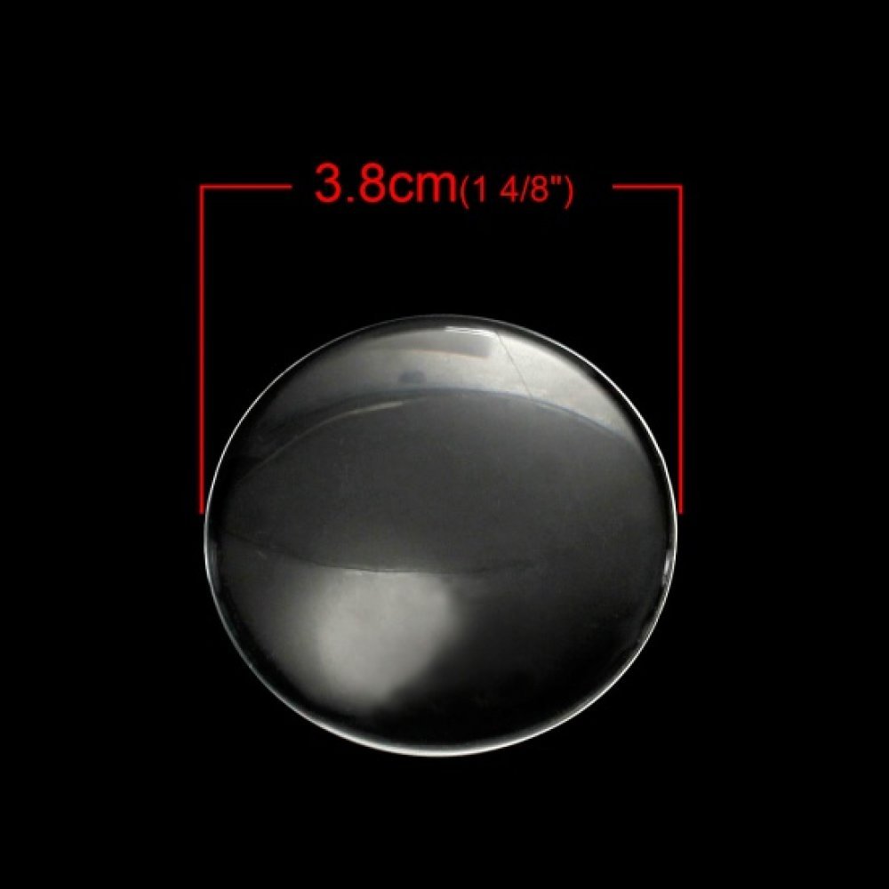 Cabochon Round 38 mm in transparent glass