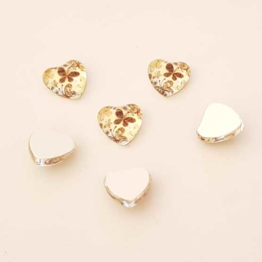 Cabochons coeur en verre 9.70 mm N°03