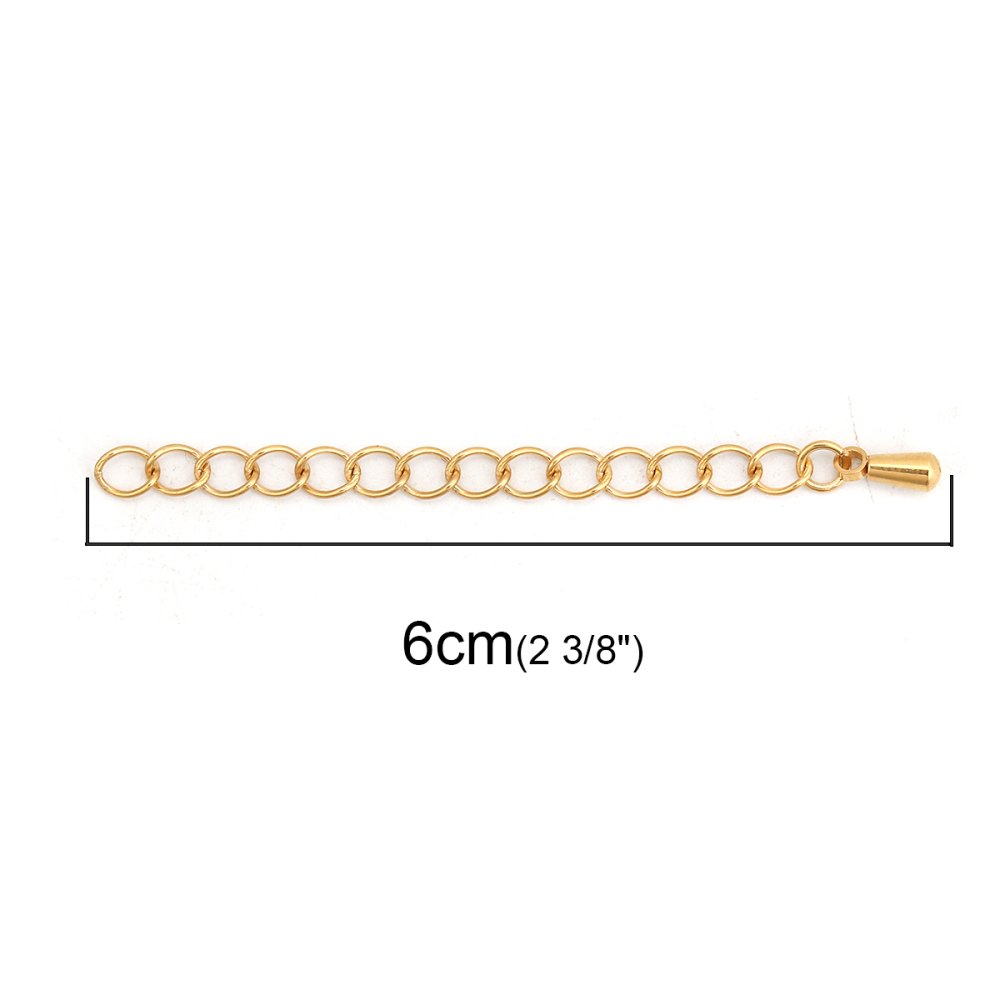 Stainless Steel Necklace Extension Chain 6 cm N°03 Gold
