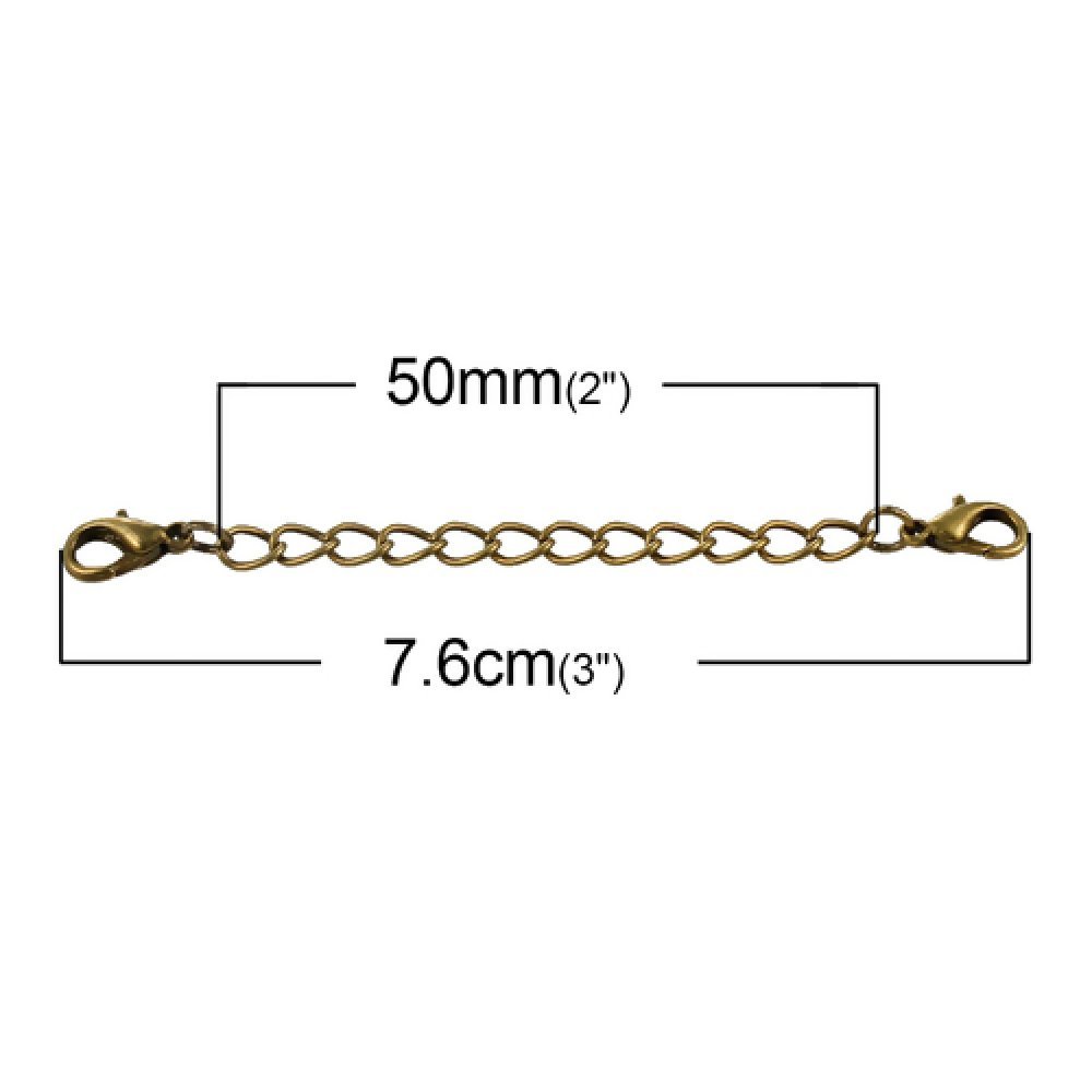 Chaîne d'Extension pour Collier Bracelet Bronze avec 2 Fermoirs Mousquetons