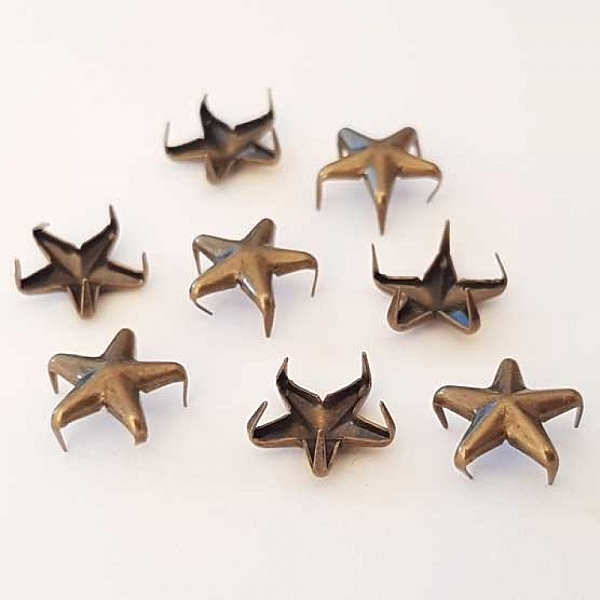 Clous rivet &agrave; griffes Etoile 10 mm Bronze x 10 pi&egrave;ces