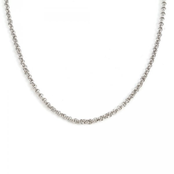 Collier N&deg;02 Plaqu&eacute; Platine Maille Jaseron 45 cm