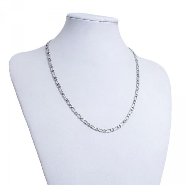 Necklace N&deg;03 in stainless steel Figaro mesh 50.5 cm