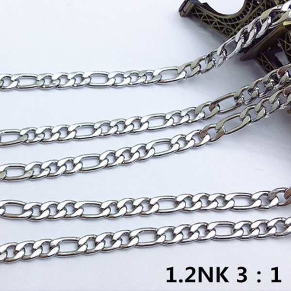 Necklace N&deg;03 in stainless steel Figaro mesh 50.5 cm