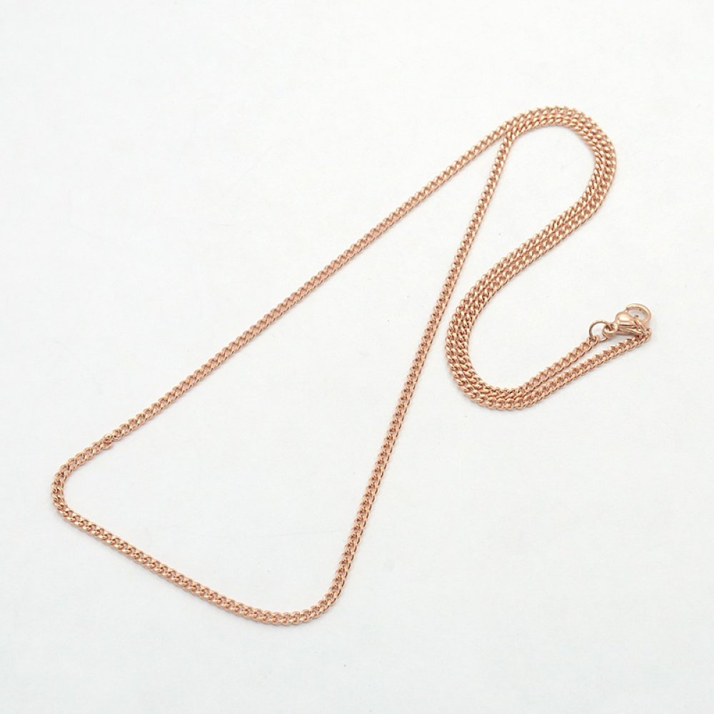 Necklace N°14 in stainless steel 50 cm (22") Pink gold