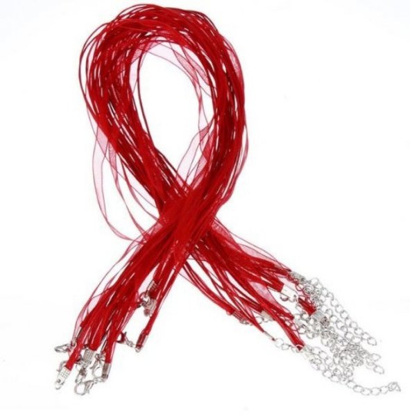 Necklace with organza ribbon N&deg;02 and waxed cord